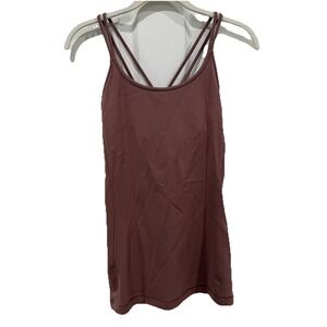 Women's Lululemon Tank Top Mauve Pink Size 6 Built In Bra Long